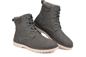 Maxome Walking Boots Mens Hiking Chukka Boots Mens Ankle Work Waterproof Lace Up Non-Slip Leather Shoes Outdoor Casual Winter Booties