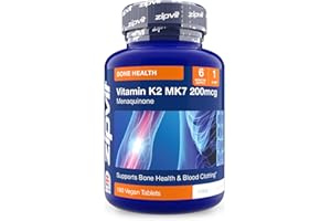 Zipvit Vitamin K2 MK7 200mcg, High-Strength, 6-Month Supply, 1-a-Day, 180 Tablets, Vegan Supplement for Heart Health & Strong Bones