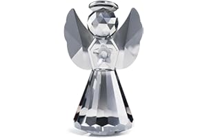 MOVDYKA Crystal Guardian Angel Gifts for Women Collectible Ornaments, Glass Angel Figurine Decor for Home, Handmade Praying Christmas Memorial Keepsake for Him (Grey)