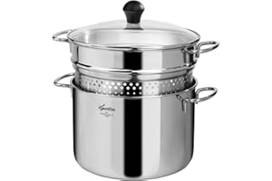 Lagostina Pastaiola, casserole pour pâtes, acier inoxydable 18/10, pour toutes les sources de chaleur, sauf à induction, capacité 5 litres, diamètre 22 cm, argent