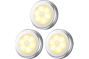 Criacr LED Nachtlicht mit Bewegungsmelder, Warmweiß, 6 LED Licht Bewegungsmelder Batterie, Treppenbeleuchtung LED mit Bewegungsmelder für Kinderzimmer, Schlafzimmer, Flur (3 Stück)