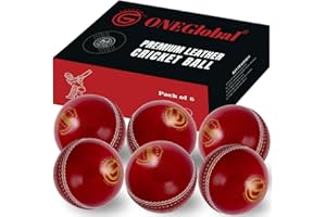 ONEGlobal Select Leather Balle de cricket | 100 % fabriquée à la main, 156 g – 5,5 oz, construction en 4 pièces | Idéale pour T20, entraînement du filet, entraînement, etc.