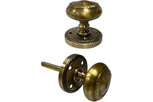 Golden Grace Georgian Anique Brass Mortice Sprung Door Knob Set Pack Pair Latch Ball Bearing Hinges (Door Knob Pair)