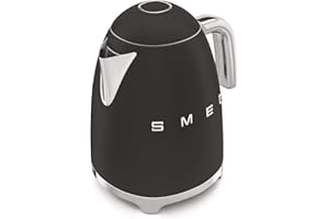 Smeg, Bollitore Elettrico KLF03BLMEU 1,7 L, Filtro Anticalcare Lavabile, Autospegnimento di Sicurezza, Indicatore Livello di Acqua, Base Antiscivolo e Avvolgicavo Integrato, Potenza 2400W, Nero