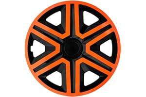 ‎LUCKYBERG Luckyberg Radkappen - 'Fast LUX/Action' 14 Zoll 4er Set - Universal Fit für Autos und andere Fahrzeuge (Orange/Black)