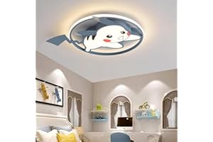 SAIVITT LED Deckenleuchte Kreativ Kinderzimmer Leuchte mit Fernbedienung, Cartoon-Design Modern Deckenlampe Kinder Schlafzimmer Dimmbar Deckenlampe Ø50CM, Babyzimmer Innendekoration Wandleuchte, 39W (Blau)