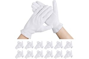 Segbeauty Guantes Blancos, 12 Pares Guantes de Algodon Dermatologicos, Guantes Algodon para Dormir Durante la Noche Curar Eczema, Guantes Hidratantes Manos para Reparación Piel Manos Agrietadas