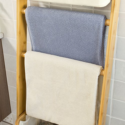 SoBuy® Leiterregal, Standregal, Handtuchleiter,Badregal, mit Handtuchstangen und Wäschebeutel, FRG88-MI - 9
