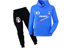 Xpialong Jogging Survêtement De Football France 2 étoiles Enfant Sweat à Capuche Avec Poche