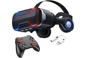 PUCIO Gafas Realidad Virtual Movil con Mando, 3D VR Gafas para Película 3d Juego Immersivo, Ángulo Visión 90-100º Objetivo y Pupila Regulable, Gafas VR para 4.7"-6.5" Android/iOS Smartphone, Regalos Niños (