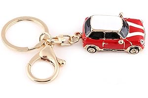 WALFRONT Llavero Mini Coche, Regalo, Brillante,Detalle con Ribete Dorado Regalo DIY(Rojo)