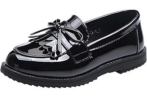 DADAWEN Girls' Slip On Loafers Flat Pumps Fringe Tassel School Shoes