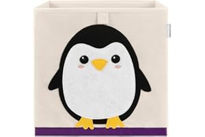 CLCROBD Foldable Animal Cube Storage Bins Fabric Toy Box/Chest/Organizer for Kids Nursery, 13 inch (Penguin)