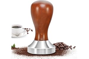 ERWEY Tamper Café Expresso 51mm Tasseur Café Presse Mouture Café en Acier Inoxydable Presseur Café Coffee Tamper avec Poignée en Bois