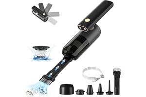 ‎COKUNST COKUNST Mini Akku Handstaubsauger, 180° Faltbarer Tragbar Staubsauger Kabellos mit LED, EIN-Knopf-Tastaturstaubsauger, 5 in 1 wiederaufladbarer Autostaubsauger für die Reinigung von Auto/Haus/Büro