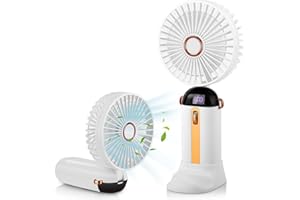 Auauraintt mini ventilateur portable rechargeable par USB, pliable,avec base,pour voyage, bureau, maison (Blanc)