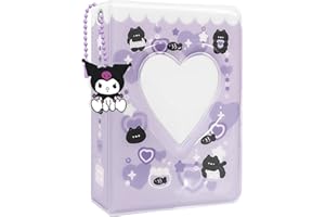 KeCool Classeur de cartes photo Kpop de 7,6 cm, mini album photo Kpop portable avec joli pendentif pour collection de cartes photo, 40 pochettes (violet)