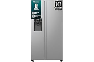 Hisense RS5P535NTCE Side-By-Side Kühl-Gefrier-Kombination, 376 Liter Kühlteil, 190 Liter Gefrierteil, Total NoFrost, Multi AirFlow, FastFreeze, Energieeffizienzklasse E, 178,6cm x 91,5cm, inox