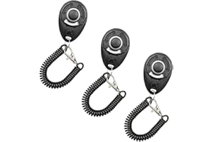 Diyife Kliker Treningowy z Dużym Guzikiem i Paskiem na Rękę, Zestaw Zatrzasków do edukacji psa i Treningu Psa, Kota, Konia (3 Sztuki, Czarny)