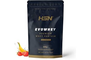 HSN Evowhey Protein | Fresa Plátano 500g = 17 Tomas por Envase Concentrado de Proteína de Suero | 100% Whey Protein Concentrate (WPC) | No-GMO, Vegetariano, Sin Gluten ni Soja