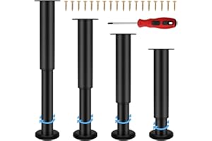 Ticeed 4PCS Pied de Lit 18-30cm, Pieds Réglable Meuble Pieds de Meuble Pied de Table Pieds de Sommier à Lattes pour Meubles Table Chaise Bureau Cuisine Armoire Canapé, Livré avec Vis et Tournevis…