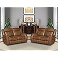 SC Furniture Ltd Tan Brown High Grade Leather Gel Reclining 2 Seater Sofa + 2 Seater Recliner Sofa Suite CLIFTON (2+2)