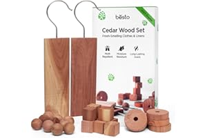 BESTO Cedarwood Moth Repellent for Wardrobes, 28 Pcs 100% Natural Cedar Wood Discs, Cedar Wood Rings & Cedar Moth Balls for Storage Box, Drawers, Wardrobe Storage & Clothes, Ideal Moth Killer & Freshener