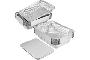 BESTonZON 20PCS Große Hochleistungs Aluschalen Grillschalen mit Brett-Deckeln für das Kochen, Rösten, Backend - 229 x170x46 mm