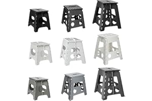 MY DIY PROFESSIONAL PRODUCTS My DIY Folding Step Stool 15"/39CM Heavy Duty, Lightweight, Foldable Footstool For Home Kitchen & Workspace Portable Anti-Slip PP Plastic Foot Stool Indoor & Outdoor Use 150Kg Max Weight - Black