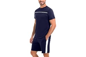 Marvmys Mens Pyjamas Short Sets Cotton Sleepwear Summer Pyjamas For Men Loungewear Pjs T-Shirt Top & Shorts Bottoms Casual Nightwearn