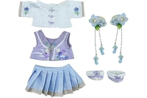 niannyyhouse Ropa de muñeca de felpa de 20 cm, tocado, abrigo y falda de Hanfu antiguo de 8 pulgadas (B1)