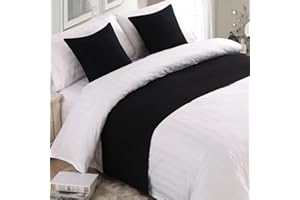 DAYDAY HELPER Soft Bed Runner Black Fade Resistant Solid Color Home Decor Bed Scarves Fashion Bed End Cloth Modern Bed End Mat for Living Room Bedroom Hotel 180x50cm