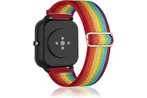 KONEE Bransoletka kompatybilna z Amazfit GTS 4 / GTS 4 Mini / Bip 3 / Bip 3 Pro / GTS 3 / GTS 2 / GTS 2 Mini/GTS 2e, pasek 20 mm, elastyczny nylonowy pasek do zegarka sportowego Amazfit GTR 42 mm, tęczowy