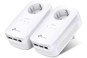TP-Link TL - PA8030P Kit 2 Adaptadores de Comunicación por Línea Eléctrica (AV1300, PLC, Extensor, Repetidores de Red, Cobertura Internet, 6 Puertos, Enchufe, Smart TV, PS4, Sobremesas)