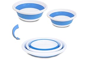 S.I.C SIC Bacinella multiuso pieghevole; Portatile, in gomma termoplastica. Forma Tonda，salvaspazio, leggera.Utile sia per la casa, in cucina; che all'esterno per campeggi e gite.(37+31CM Set da 2)