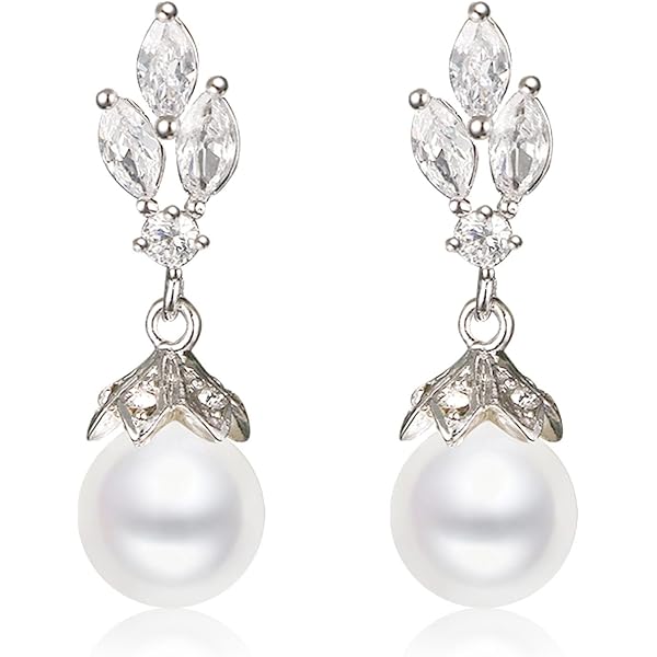Orecchini Perla in Oro bianco e Diamanti | Gioielli