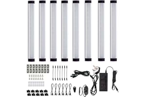 AIBOO Under Cabinet Lights Kit LED Rigid Bar with Dial Dimmer Switch for Kitchen Cupboard Closet Lighting (2700K Warm White, 8 Panels)