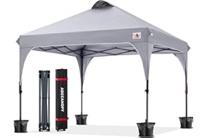 ABCCANOPY 3x3M Pavillon wasserdicht Pop-Up Gartenpavillon Festival Sonnenschutz Outdoor Pavillon mit Rolltragetasche Bonus 4X Gewicht Taschen, 4X Seile 4X Pfähle, Grau