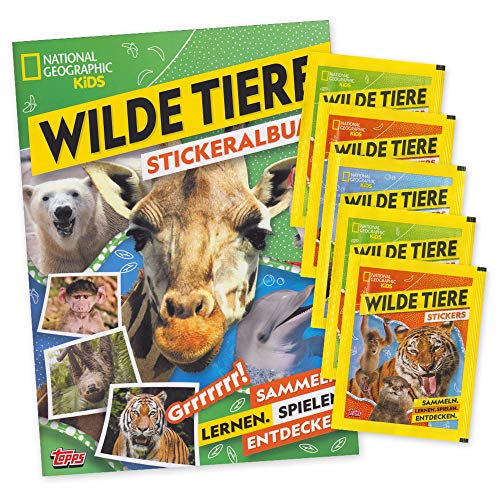 Preisvergleich Produktbild National Geographic Kids - Wilde Tiere - Sticker Album + 5 Booster - deutsche Ausgabe