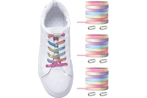 MLLTECH Lacets Élastiques pour Adulte Enfant - Élastiques Lacets Sans Nœuds - No Tie Lacets en Silicone/ Lacets Sans Laçage - Élastiques Lacets avec Fermeture en Métal Lacets pour Toutes les Chaussures