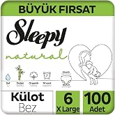 Sleepy Natural B&uuml;y&uuml;k Fırsat Paketi K&uuml;lot Bez 6 Numara Xlarge 100 Adet