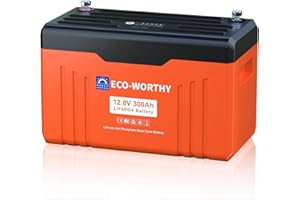 ECO-WORTHY LiFePO4 Bluetooth 12 V 300 Ah con pantalla, batería de litio de 12 V 300 Ah con 200 A BMS Low Temperature protección y máx. 15000 ciclos, 3840 Wh LiFePO4 12 V para autocaravana, panel solar