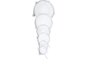 YOUYIKE® Coperchi in Silicone Stretch, 6 Pack di Diverse Dimensioni Coperchio in Silicone per Alimenti, Riutilizzabile ed Espandibile Coperchio per Tazza per Pentole e Freezer - BPA Free