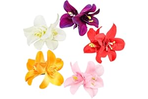 FERCAISH Bohemian Flower Hairpin, Artificial Tropical Flower Hair Clip for Seaside Holiday, Bridal Hair Accessories, 5 Colors Hawaiian Hibiscus Flower Orchid Hairpin for Women and Girls