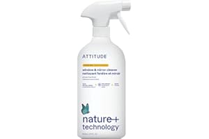 ATTITUDE Window & Mirror Cleaner, EWG Verified, Plant- & Mineral-Based, Vegan & Streak-Free Glass Spray, Citrus Zest Scent, 800 mL
