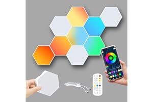 Panngu Sześciokątny panel gamingowy LED, 10 szt., sześciokątny panel LED, oświetlenie do synchronizacji muzyki, dekoracja sześciokątna, plaster miodu dla wyjątkowego wrażenia podczas gry [klasa