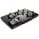 Glen Ultra Slim LPG Gas Stove 4 Burner | Toughened Glass Top | 1 Jumbo ...