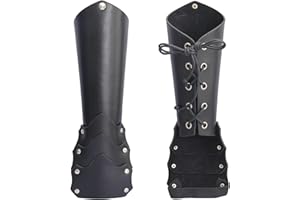 GelConnie Leather Gauntlet Wristband Medieval Archery Bracers Viking Wrist Guard, Black, Large