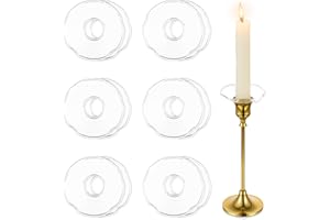 Hewory Bobeches de vidrio para candelabros, 12 protectores de cera de vela de cristal, portavelas de vidrio para velas cónicas, velas de iglesia, decoración de sala de estar, hogar, festoneado,