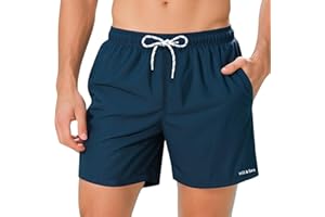 Hill & Sea Badehose Herren Schnelltrocknend Boardshorts für Männer Atmungsaktiv Wasserabweisend Badeshorts mit Mesh-Futter Taschen und Verstellbarem Tunnelzug